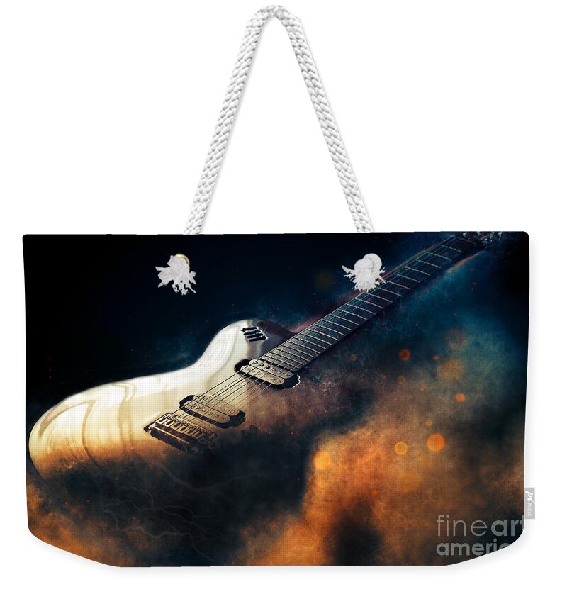 Guitar Weekender Tote Bag featuring the drawing Electric Guitar Art #1 by Ian Mitchell