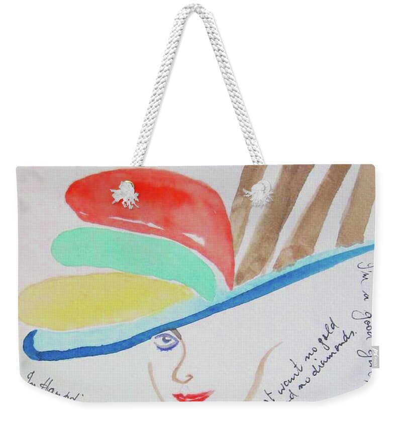 Pygmalion Weekender Tote Bag featuring the drawing Eliza Doolittle #1 by Roger Cummiskey