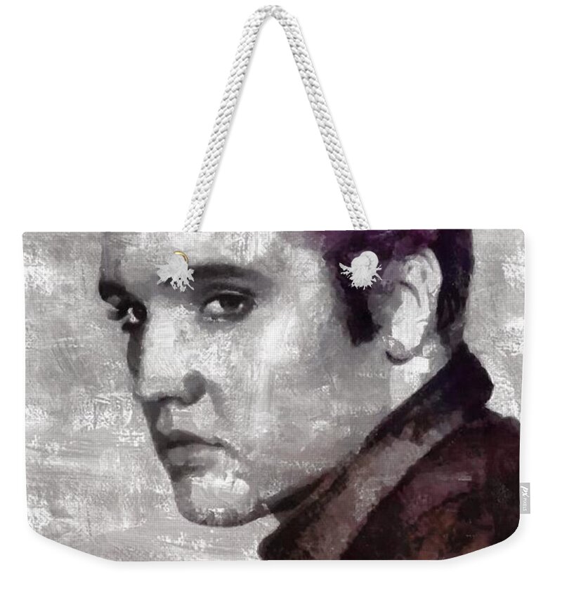Rock Weekender Tote Bag featuring the painting Elvis Presley #3 by Esoterica Art Agency