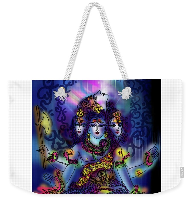 Universe Weekender Tote Bag featuring the painting Enlightened Shiva by Guruji Aruneshvar Paris Art Curator Katrin Suter
