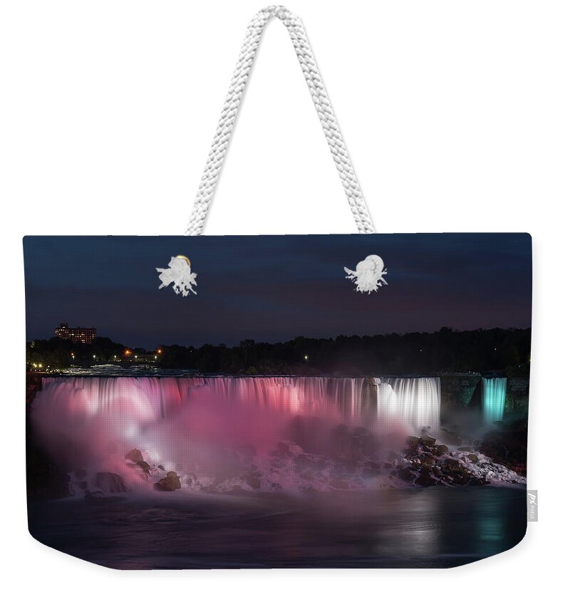 Canada Weekender Tote Bag featuring the photograph Evening at Niagara Falls, New York View #1 by Brenda Jacobs