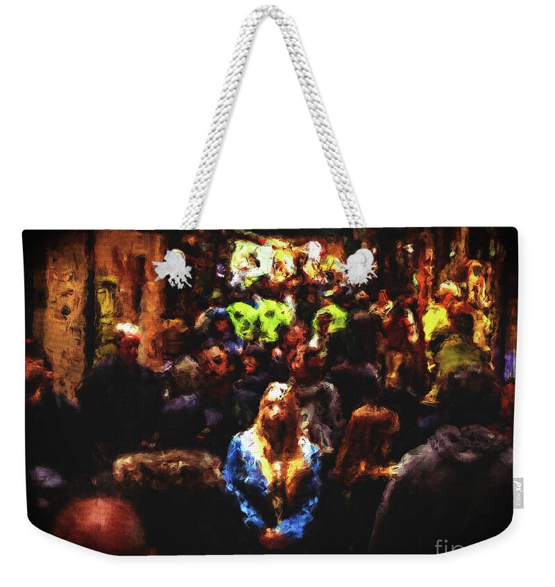 Subway Weekender Tote Bag featuring the digital art Faces In The Crowd #1 by Phil Perkins