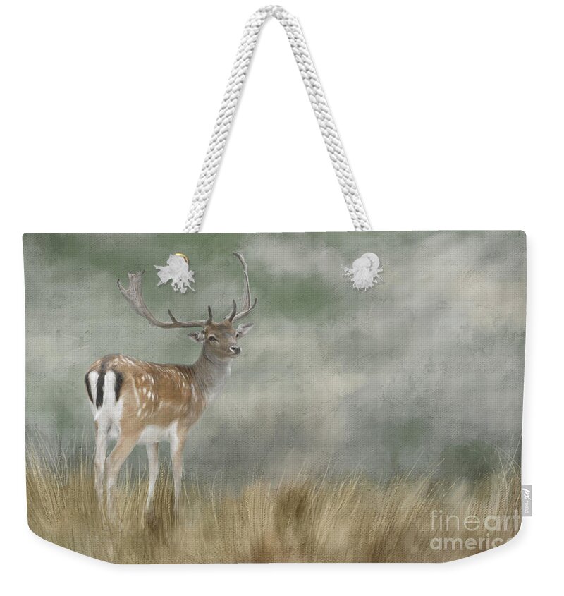 Fallow Deer Weekender Tote Bag featuring the digital art Fallow Deer Portrait II by Jayne Carney