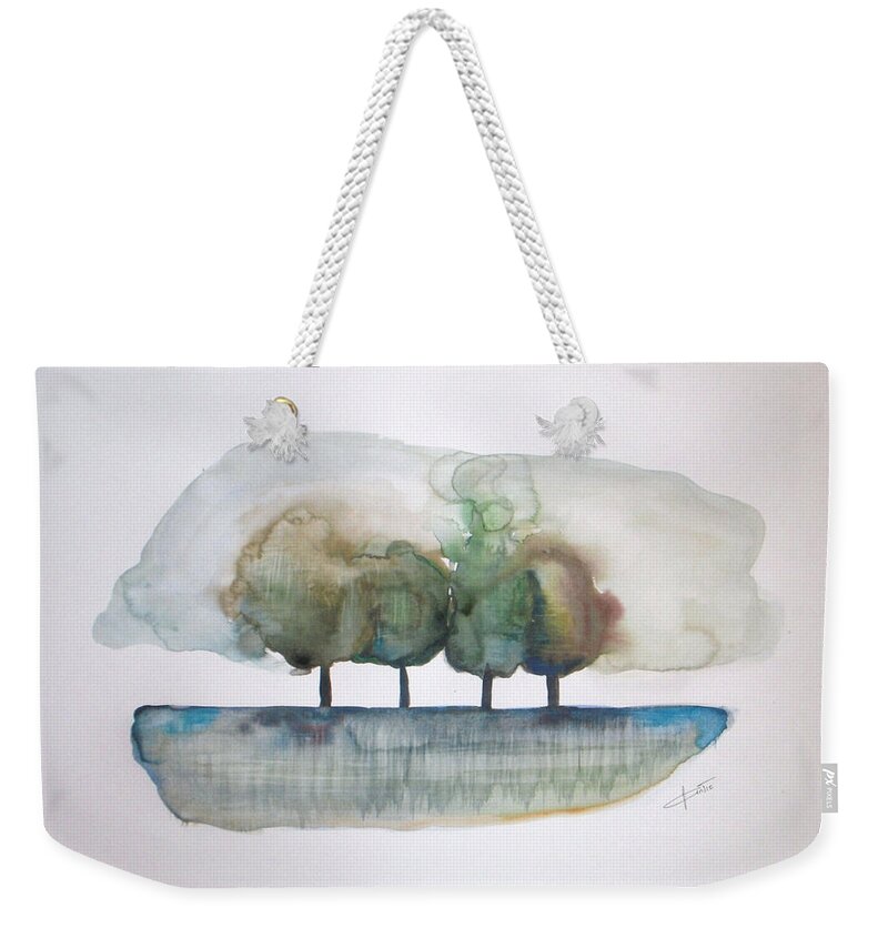 Trees Weekender Tote Bag featuring the painting Family Trees #2 by Vesna Antic