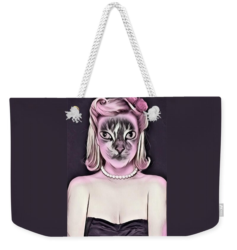 Digital Art Weekender Tote Bag featuring the digital art Fantasy Cat Art 8 #1 by Artful Oasis