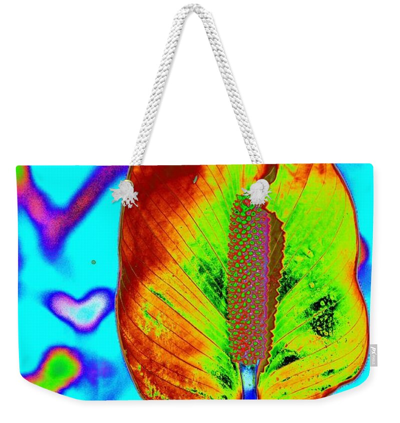 Anthurium Weekender Tote Bag featuring the photograph Fired Up Anthurium #1 by Richard Henne
