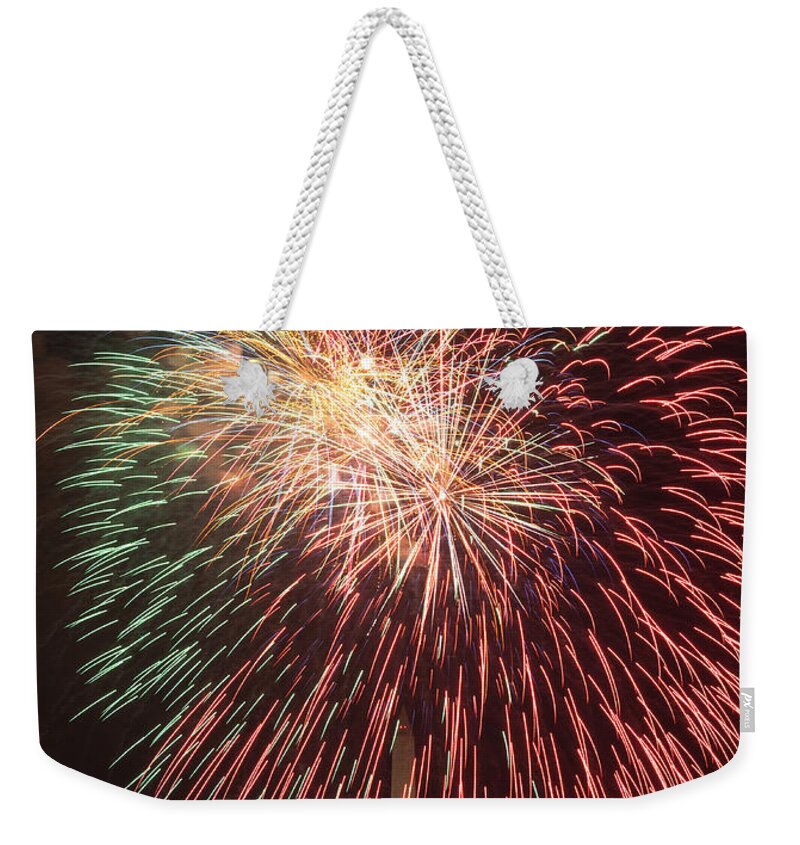 4th July Weekender Tote Bag featuring the photograph Fireworks over Washington DC on July 4th #1 by Steven Heap