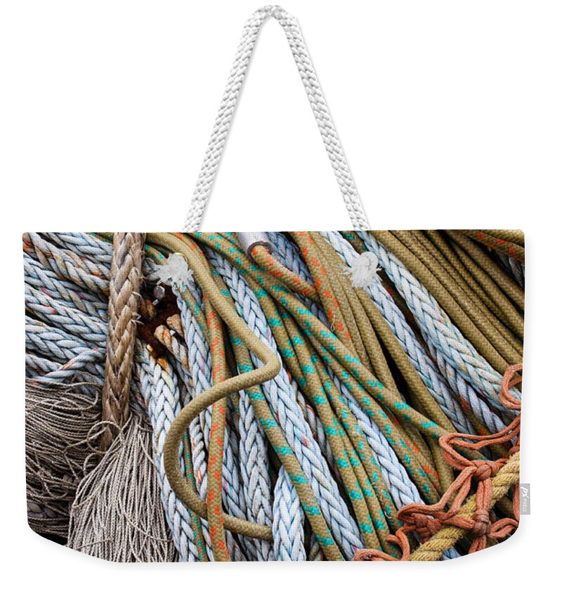 Oregon Weekender Tote Bag featuring the photograph Fishing Nets #1 by Carol Leigh