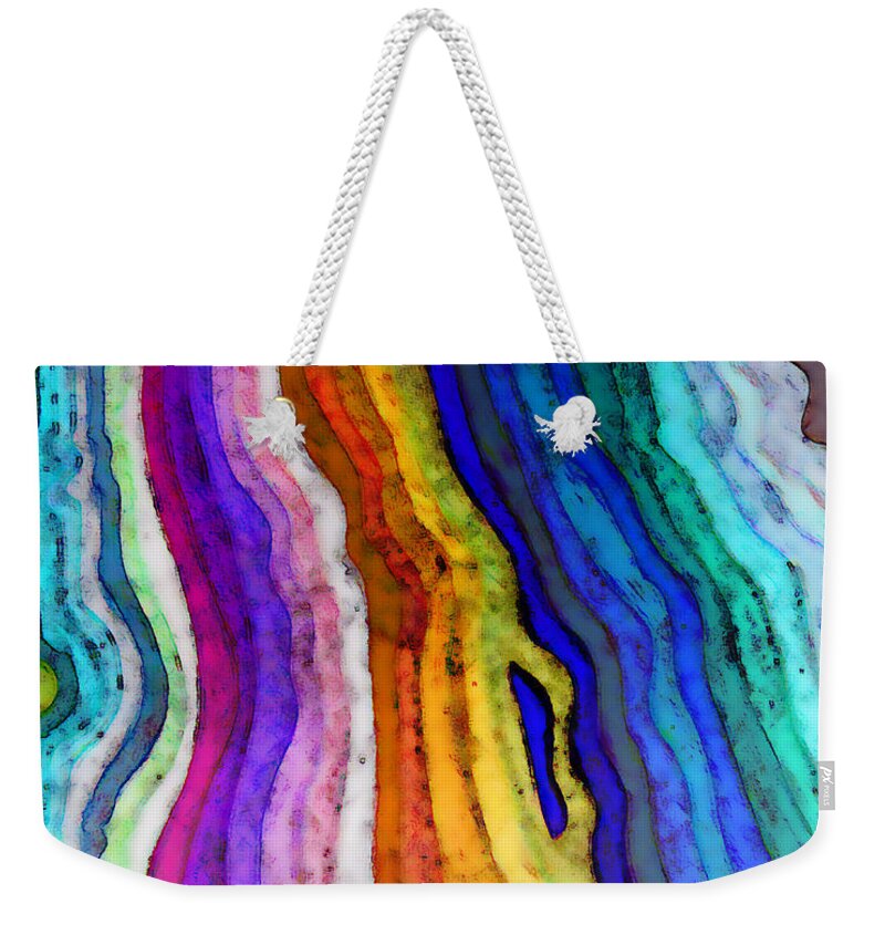 Blue Weekender Tote Bag featuring the mixed media Flow by Mary Bedy