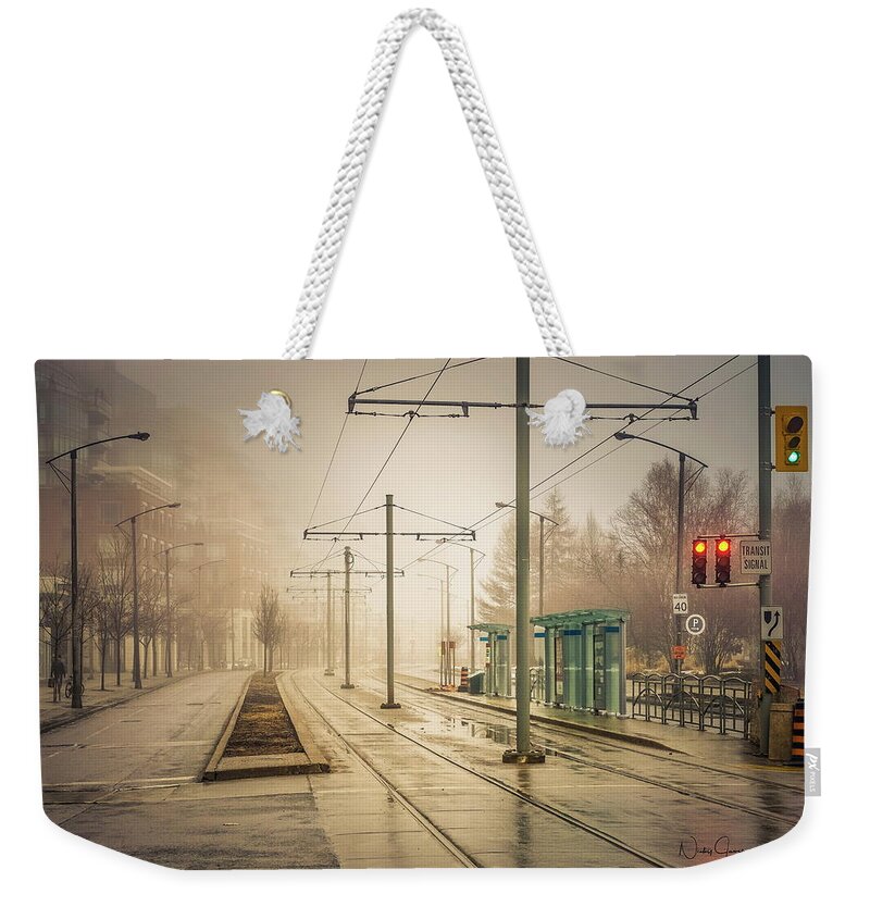 Cityart Weekender Tote Bag featuring the digital art Fog Deserted Street #1 by Nicky Jameson