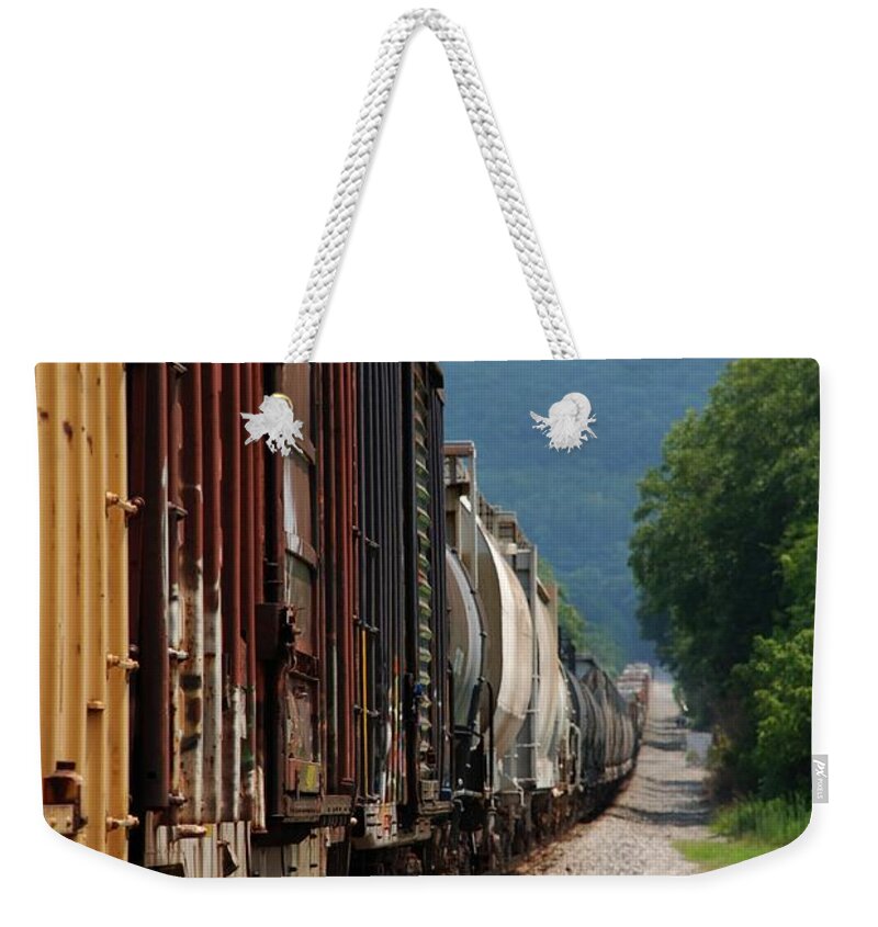 Train Weekender Tote Bag featuring the photograph Freight Train by Kenny Glover