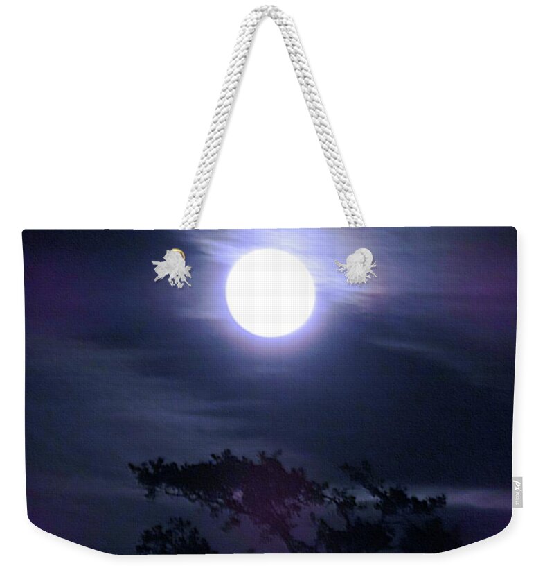 Night Weekender Tote Bag featuring the digital art Full Moon Falling #1 by Vincent Green