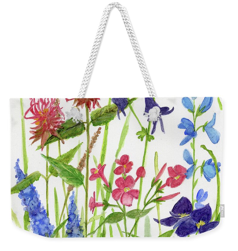Painting Weekender Tote Bag featuring the painting Garden Flowers #1 by Laurie Rohner