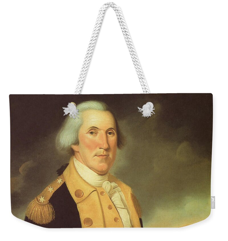 George Washington Weekender Tote Bag featuring the painting General George Washington by War Is Hell Store