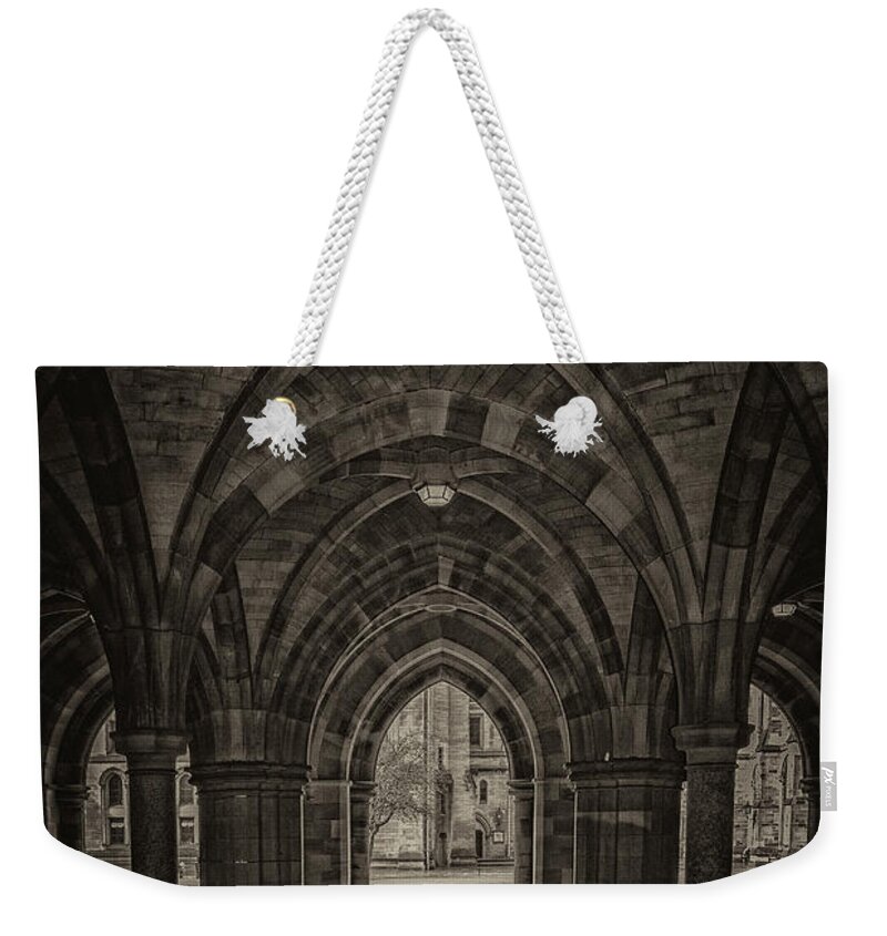 Glasgow Weekender Tote Bag featuring the photograph Glasgow University Cloisters #1 by Antony McAulay