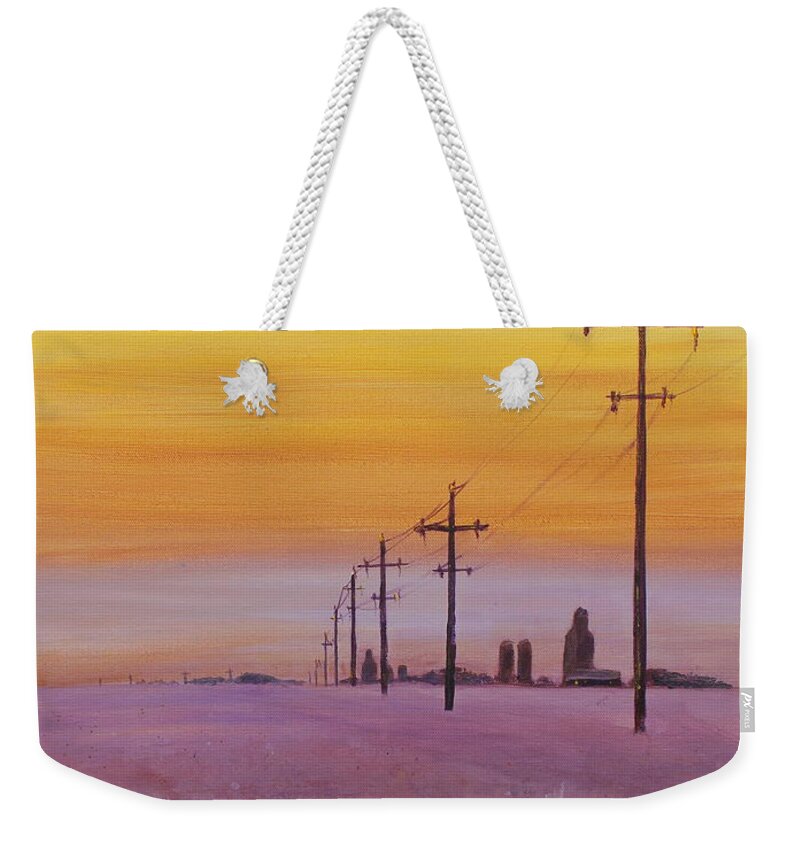 Prairie Weekender Tote Bag featuring the painting Glow by Ruth Kamenev