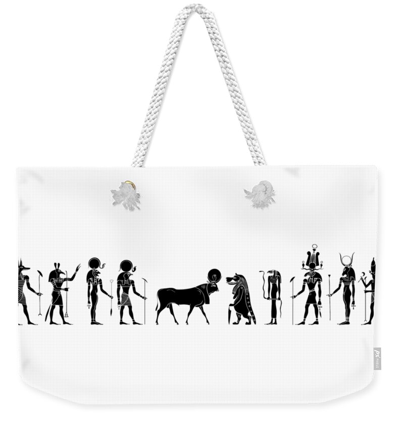 Egypt Weekender Tote Bag featuring the digital art Gods and Goddess of Ancient Egypt #1 by Michal Boubin
