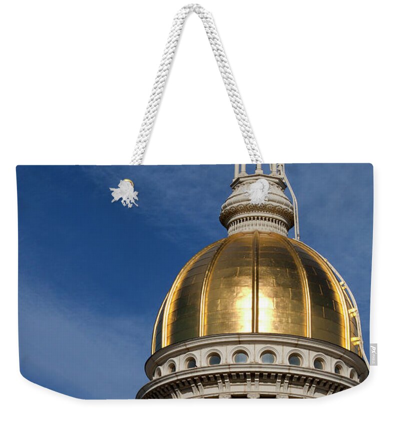 New Jersey Weekender Tote Bag featuring the photograph Gold dome of the New Jersey State Capitol #2 by Anthony Totah