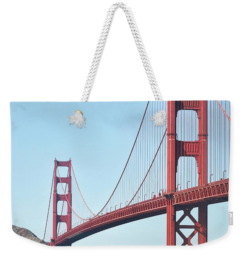 Architecture Weekender Tote Bag featuring the photograph Golden Gate Bridge from Baker Beach 2 #1 by Dean Birinyi