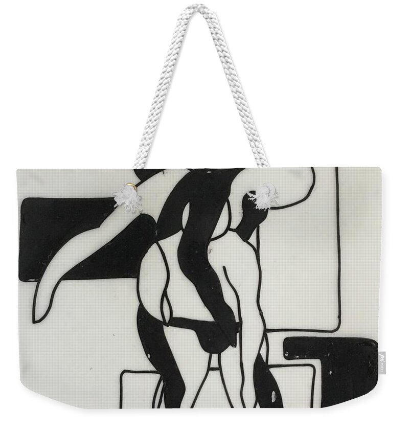 Gymnast Gymnastics Pen And Ink Male Nude Abstract Figures Weekender Tote Bag featuring the drawing Gymnast #1 by Erika Jean Chamberlin