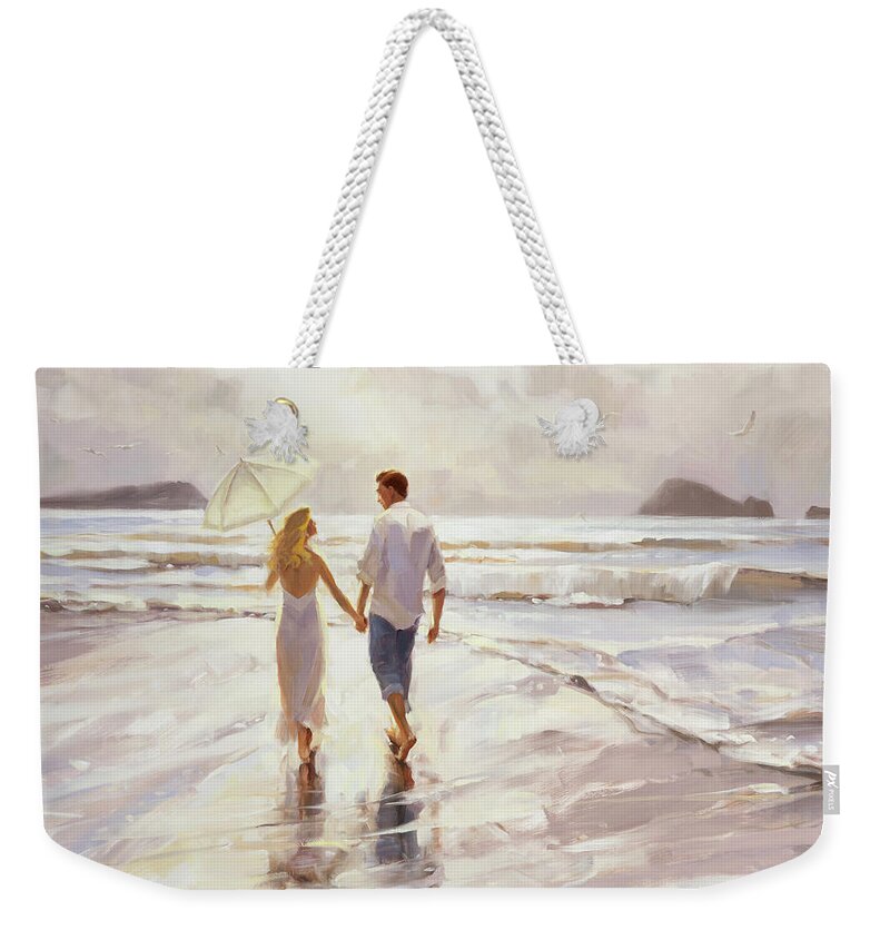 Romantic Weekender Tote Bag featuring the painting Hand in Hand by Steve Henderson