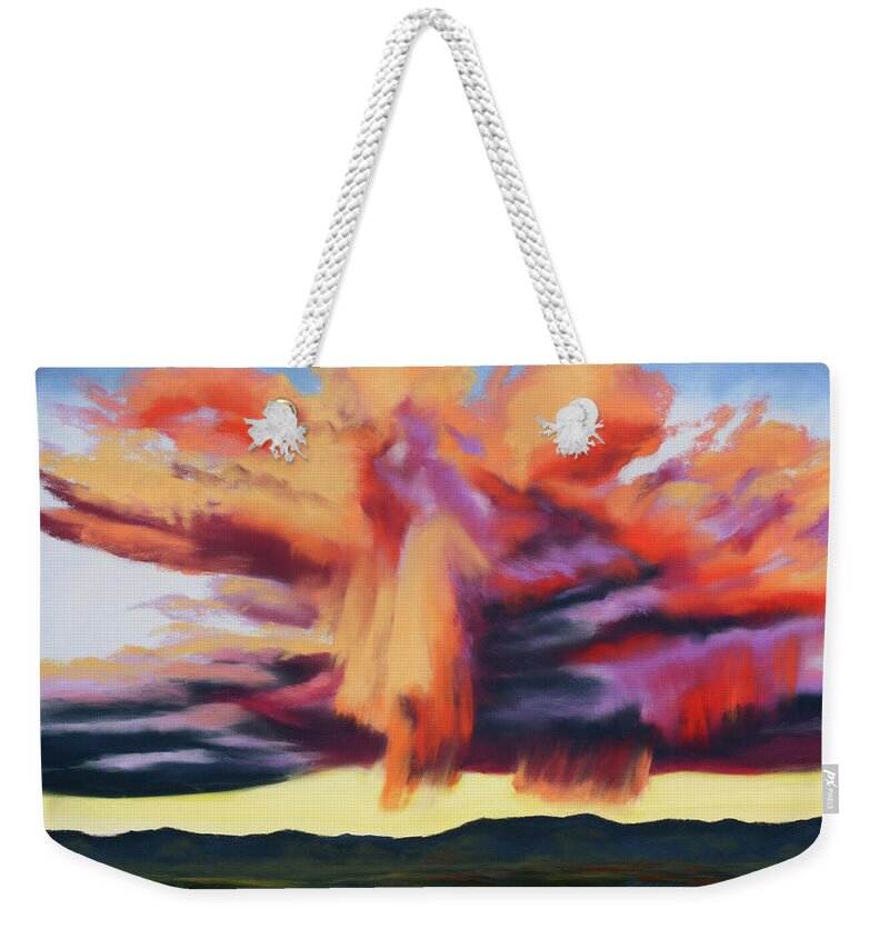 Stormy Sunset Weekender Tote Bag featuring the painting Heavenly Grace by Sandi Snead
