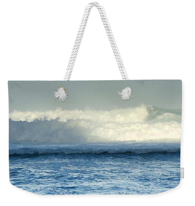 Wave Weekender Tote Bag featuring the painting High Surf #1 by Lena Owens - OLena Art Vibrant Palette Knife and Graphic Design