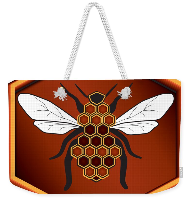 Cartoon Weekender Tote Bag featuring the digital art Honeycomb Bee by Pelo Blanco Photo