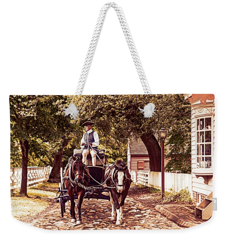 Reconstruction Weekender Tote Bag featuring the photograph Horse Drawn Wagon #1 by Ed Taylor