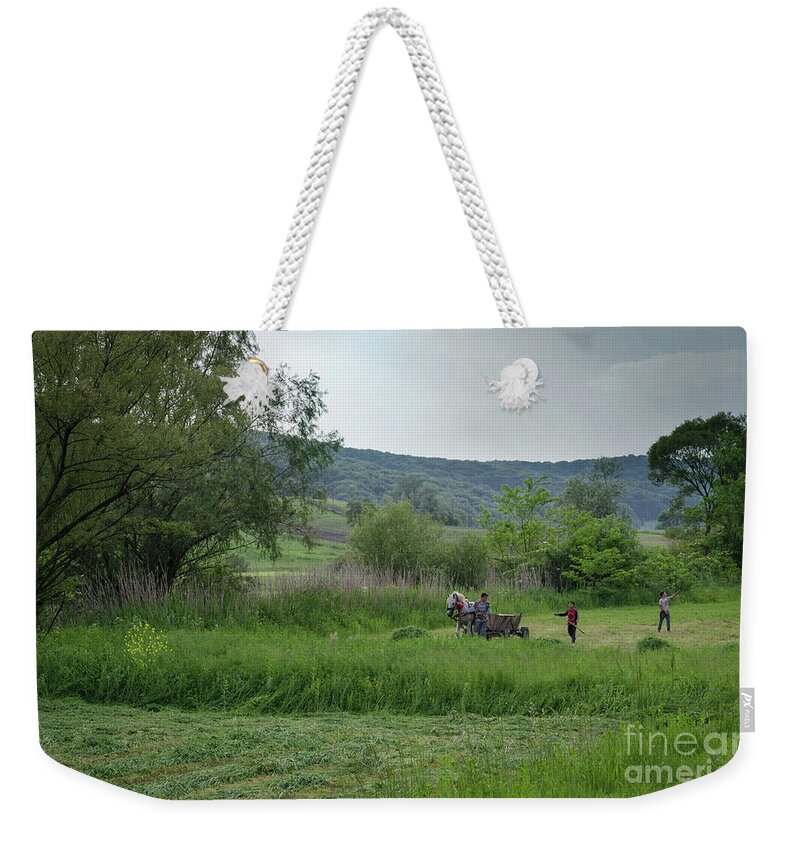 Malancrav Weekender Tote Bag featuring the photograph Horsedrawn Haycart, Transylvania 2 by Perry Rodriguez