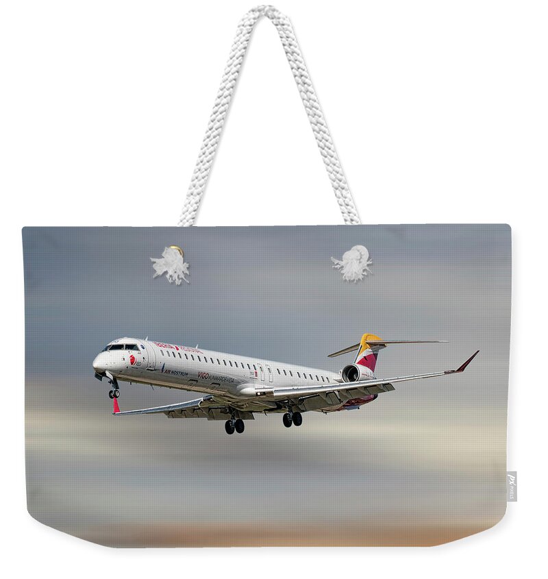 Iberia Weekender Tote Bag featuring the mixed media Iberia Regional Bombardier CRJ-1000 #1 by Smart Aviation