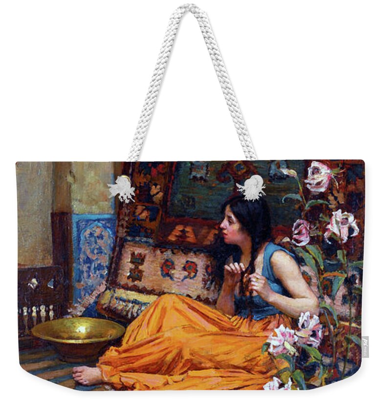 John William Waterhouse Weekender Tote Bag featuring the painting In the Harem #1 by John William Waterhouse