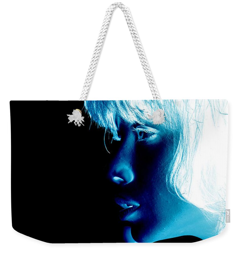 'visual Art Pop' Collection By Serge Averbukh Weekender Tote Bag featuring the photograph Inverted Realities - Blue #1 by Serge Averbukh