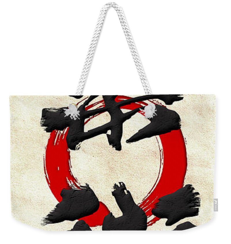 japanese Calligraphy By Serge Averbukh Weekender Tote Bag featuring the photograph Japanese Kanji Calligraphy - Jujutsu #1 by Serge Averbukh