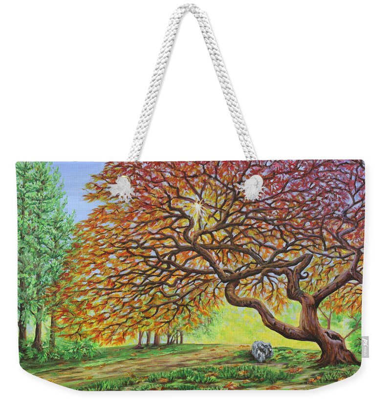 Japanese Weekender Tote Bag featuring the painting Japanese Maple #2 by Jane Girardot