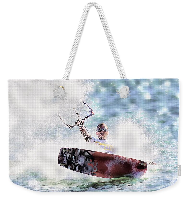 Nature Weekender Tote Bag featuring the photograph Kitesurf #1 by Jean Francois Gil