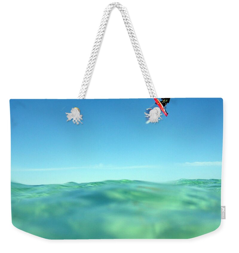 Adventure Weekender Tote Bag featuring the photograph Kitesurfing #1 by Stelios Kleanthous