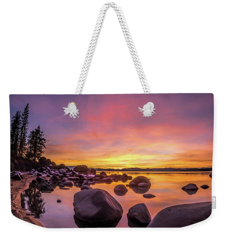 Lake Tahoe Sunset Weekender Tote Bag featuring the photograph Lake Tahoe Sunset #1 by Martin Gollery