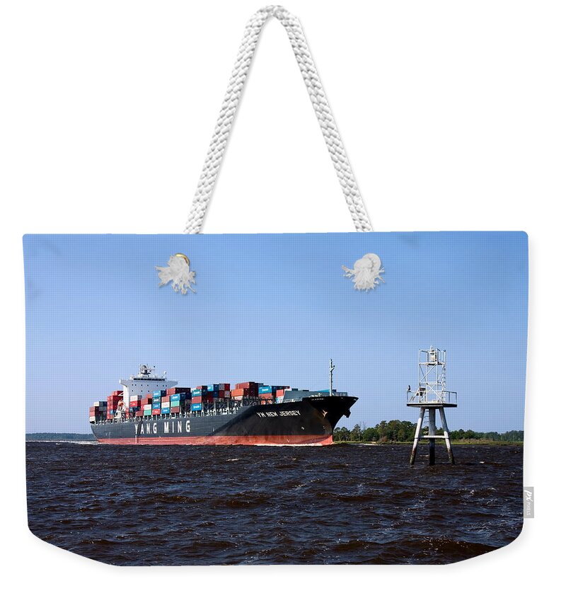 Large Cargo Ship Underway Weekender Tote Bag for Sale by Sally Weigand