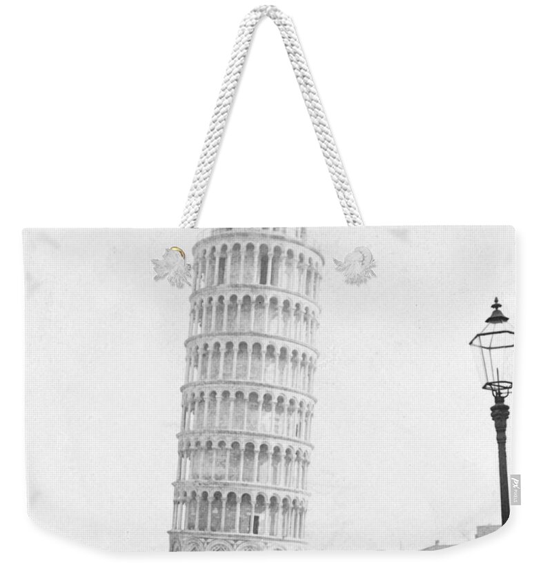 leaning Tower Of Pisa Weekender Tote Bag featuring the photograph Leaning Tower of Pisa Italy - c 1902 #1 by International Images