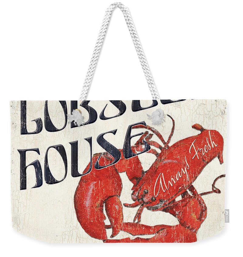 Lobster Weekender Tote Bag featuring the painting Lobster House #2 by Debbie DeWitt