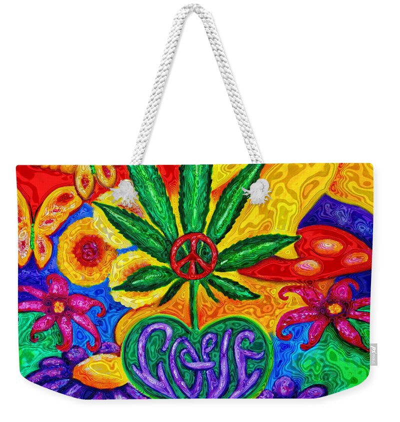 420 Weekender Tote Bag featuring the painting Love and Peace #1 by Diana Haronis