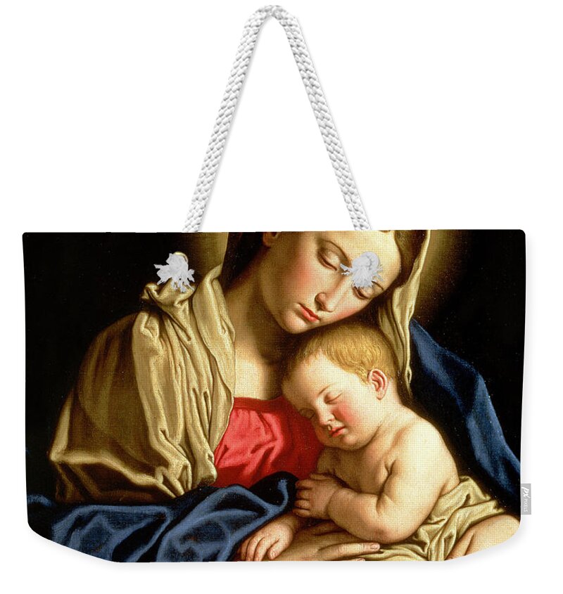 Mary Weekender Tote Bag featuring the painting Madonna and Child by Il Sassoferrato