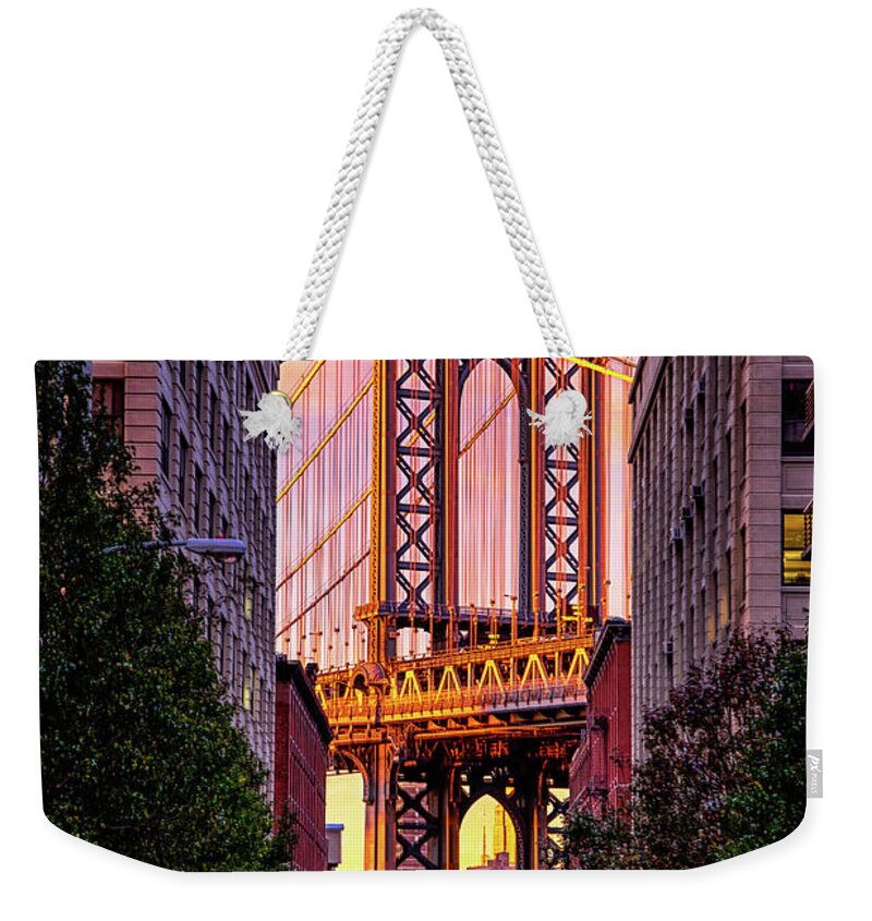 New York City Weekender Tote Bag featuring the photograph Manhattan Bridge #1 by Raf Winterpacht