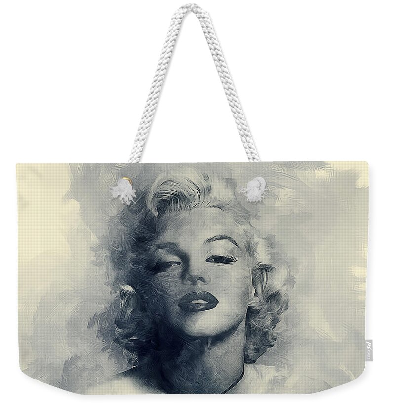 Marilyn Weekender Tote Bag featuring the digital art Marilyn #1 by Ian Mitchell