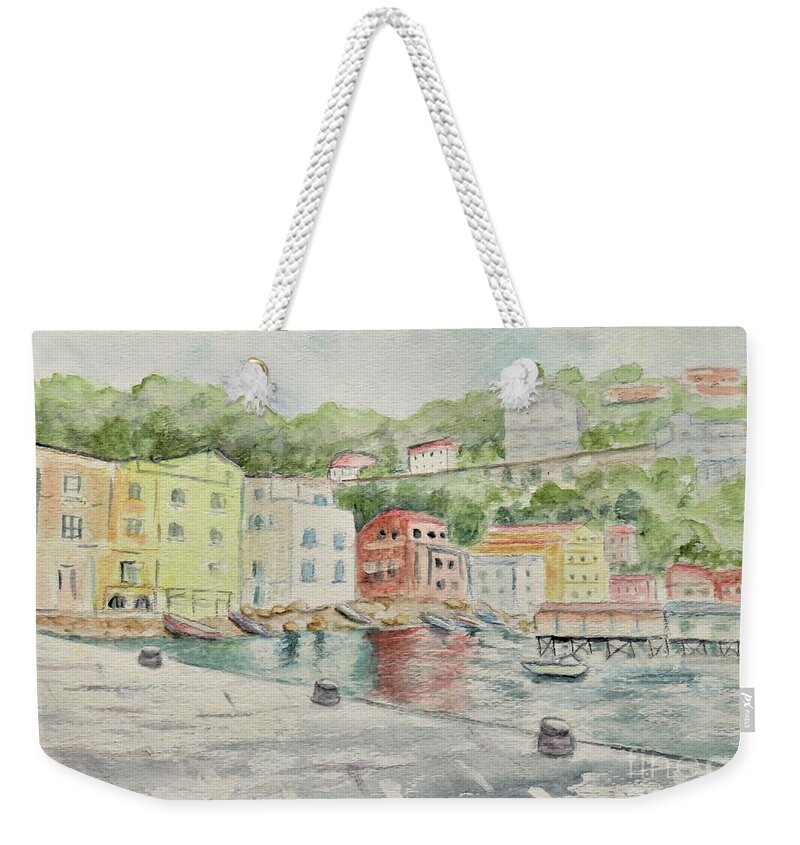Marina Weekender Tote Bag featuring the painting Marina Grande, Sorrento #2 by Laurie Morgan