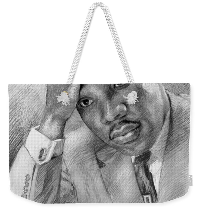 Martin Luther King Jr Weekender Tote Bag featuring the drawing Martin Luther King Jr #1 by Ylli Haruni