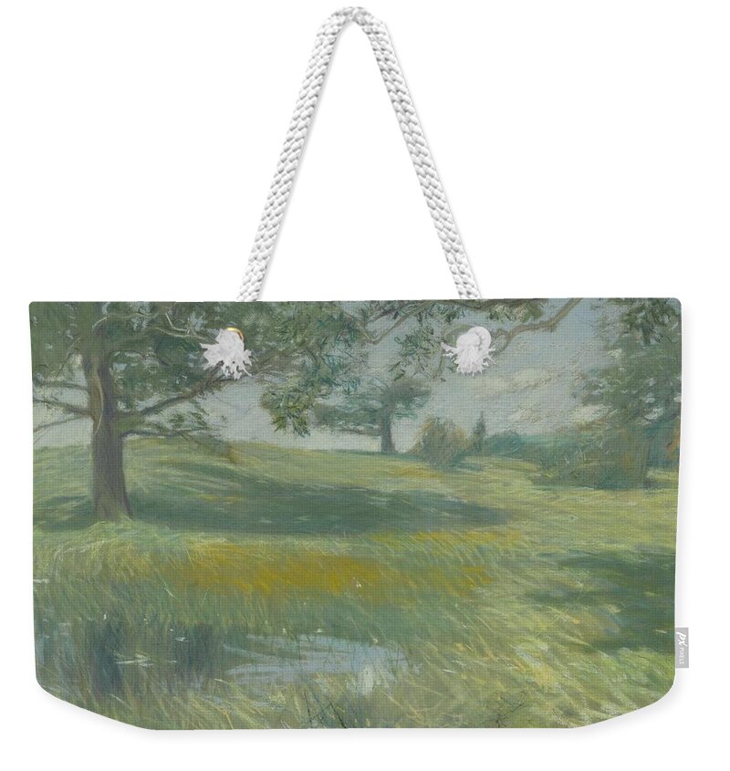 Frederick Childe Hassam (american Weekender Tote Bag featuring the painting Meadows #1 by MotionAge Designs