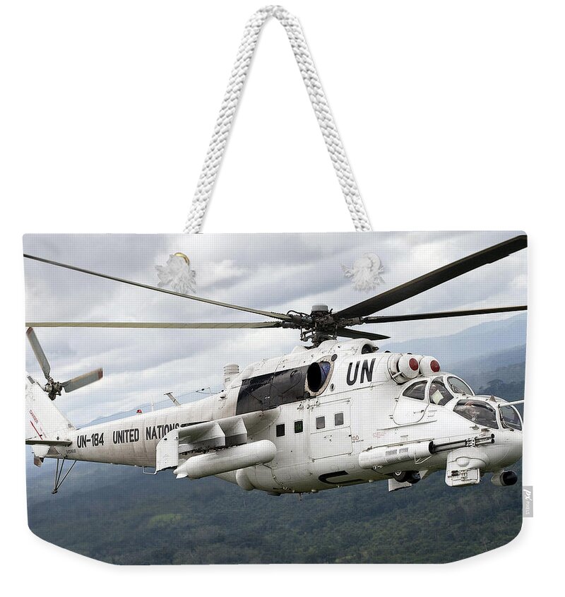 Mil Mi-24 Weekender Tote Bag featuring the digital art Mil Mi-24 #1 by Maye Loeser