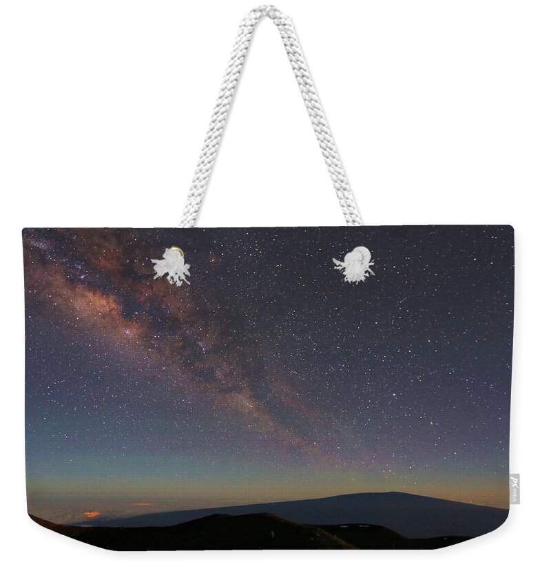 Photosbymch Weekender Tote Bag featuring the photograph Milky Way over Mauna Loa #1 by M C Hood